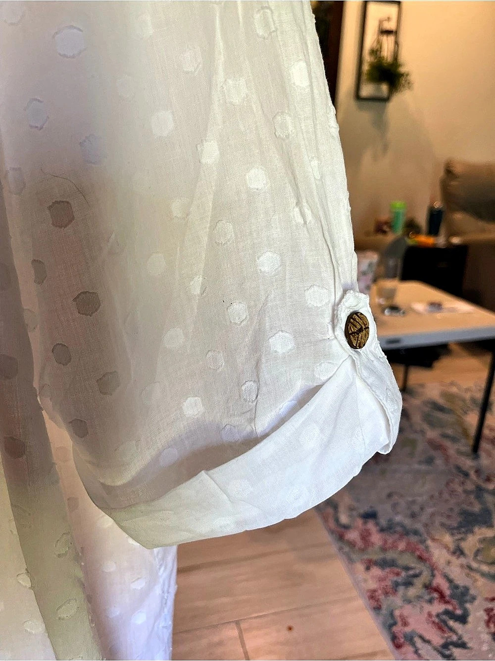Dotti Cotton Polka Dot Button Down White Size 2X - Picture 6 of 9